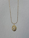 Özel Seri Çelik Vintage Taşlı Oval Gold Kolye