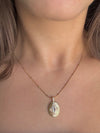 Özel Seri Çelik Vintage Taşlı Oval Gold Kolye