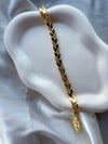 Zirkon Taşlı Arpa Model Gold Bileklik