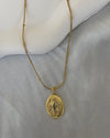 Özel Seri Çelik Vintage Taşlı Oval Gold Kolye